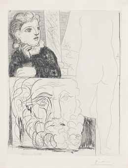 Femme Accoudee, Sculpture De Dos Et Tete Barbue, From: La Suite Vollard-1933 Femme Accoudee, Sculpture De Dos Et Tete Barbue, From: La Suite Vollard-1933