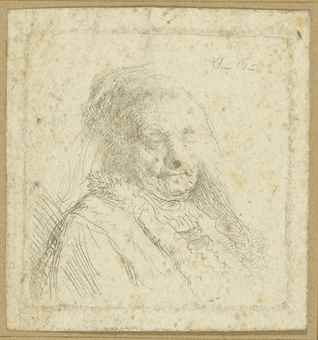 (i) The Artist's Mother, Head And Bust: Three Quarters Right; (ii) Christ seated disputing with the Doctors (B., Holl. 64; H. 277; New Holl. 281)-1628 (i) The Artist's Mother, Head And Bust: Three Quarters Right; (ii) Christ seated disputing with the Doctors (B., Holl. 64; H. 277; New Holl. 281)-1628