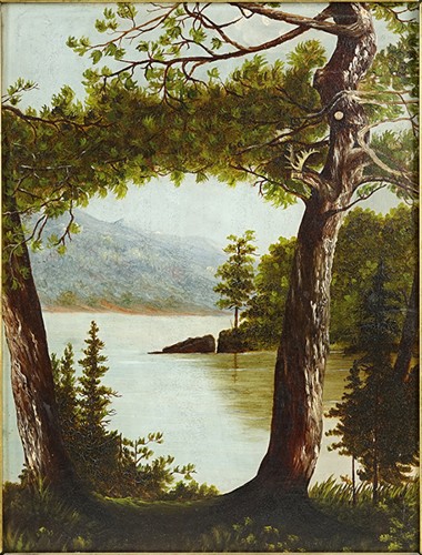 Artist Unknown - Lake Against the Mountain- Artist Unknown - Lake Against the Mountain-