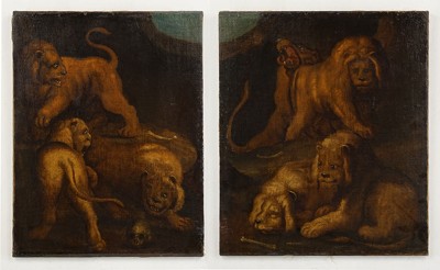 Artist Unknown - The Lion's Den - Diptych- Artist Unknown - The Lion's Den - Diptych-