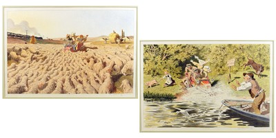 Two Color Lithographs: 'Bloc' and 'Apelai le Paseur'- Two Color Lithographs: 'Bloc' and 'Apelai le Paseur'-