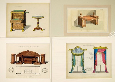 A Collection of 19th Century Historical Furniture and Decoration Prints- A Collection of 19th Century Historical Furniture and Decoration Prints-