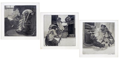 Artist Unknown - Three Viennese Decadent Art Nouveau Prints- Artist Unknown - Three Viennese Decadent Art Nouveau Prints-