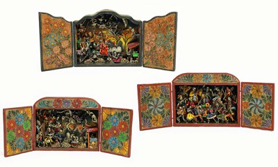 Three Peruvian Retablos- Three Peruvian Retablos-
