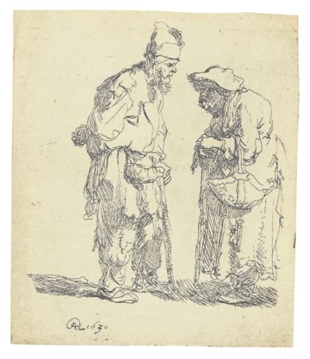Beggar Man And Beggar Woman Conversing (B., Holl. 164; New Holl. 45; H. 7)-1630 Beggar Man And Beggar Woman Conversing (B., Holl. 164; New Holl. 45; H. 7)-1630