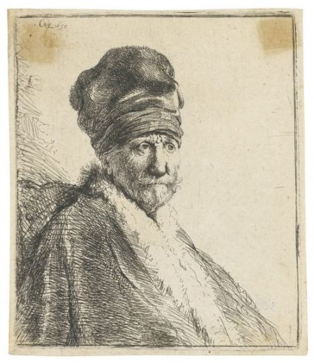 Bust Of A Man Wearing A High Cap, Three-Quarters Right: The Artist's Father (?) (B., Holl. 321; New Holl. 57; H. 22)-1630 Bust Of A Man Wearing A High Cap, Three-Quarters Right: The Artist's Father (?) (B., Holl. 321; New Holl. 57; H. 22)-1630