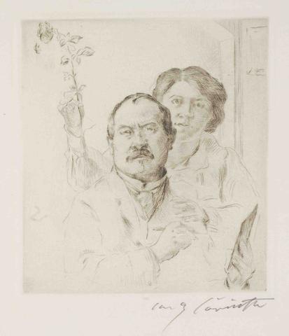 Collection of Five Etchings and Drypoints (Selbstbildnis mit Gattin, Frau mit Handarbeit, Joseph und Potiphars Weib I, Liegender Weiblicher Akt: Studie zu Joseph und Potiphar, Ruhender Dreiviertel-Akt)-1915 Collection of Five Etchings and Drypoints (Selbstbildnis mit Gattin, Frau mit Handarbeit, Joseph und Potiphars Weib I, Liegender Weiblicher Akt: Studie zu Joseph und Potiphar, Ruhender Dreiviertel-Akt)-1915