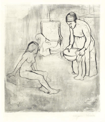 Grand Mere et Louise Assise a la Terre; Charles Francois Daubigny - Clair de Lune a Valmondois-1910 Grand Mere et Louise Assise a la Terre; Charles Francois Daubigny - Clair de Lune a Valmondois-1910