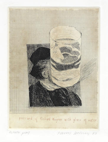 Postcard of Richard Wagner with a Glass of Water, from '18 Small Prints'-1973 Postcard of Richard Wagner with a Glass of Water, from '18 Small Prints'-1973