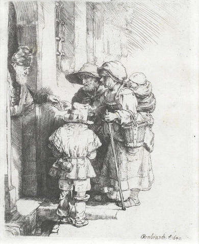 A Blind Hurdy-Gurdy Player and Family Receiving Alms-1648 A Blind Hurdy-Gurdy Player and Family Receiving Alms-1648