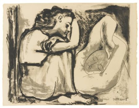 Femme Assise Et Dormeuse (Bloch 455; Mourlot 104; Picasso Project 104)-1947 Femme Assise Et Dormeuse (Bloch 455; Mourlot 104; Picasso Project 104)-1947