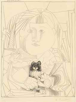 Paloma et sa Poupee, Fond blanc-1952 Paloma et sa Poupee, Fond blanc-1952
