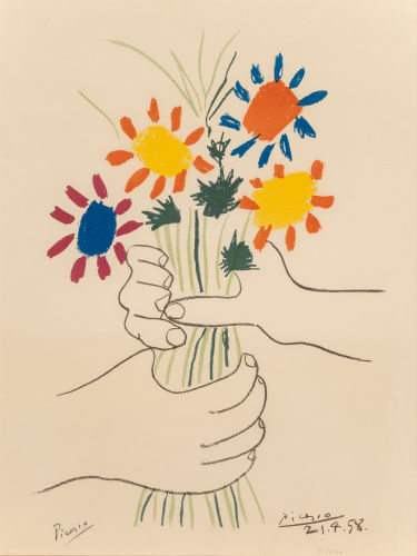 After Pablo Picasso - Fleurs et mains-1958 After Pablo Picasso - Fleurs et mains-1958