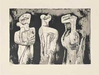 (i) Three standing figures; (ii) Eight sculptural ideas, Girl writing; (iii) Ideas for wood sculpture; (iv) Three heads; (v) Seated figures, from Nudes-1973 (i) Three standing figures; (ii) Eight sculptural ideas, Girl writing; (iii) Ideas for wood sculpture; (iv) Three heads; (v) Seated figures, from Nudes-1973