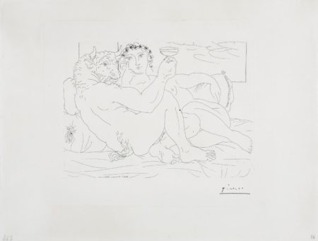 Minotaur, une Coupe a la Main, et Jeune Femme, from La Suite Vollard-1933 Minotaur, une Coupe a la Main, et Jeune Femme, from La Suite Vollard-1933