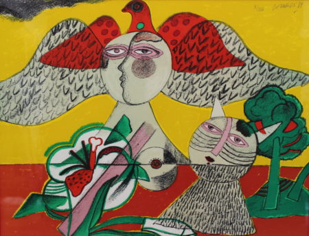 Figures in landscape with birds-1984 Figures in landscape with birds-1984