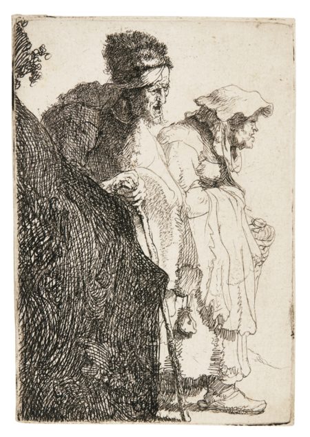 Beggar Man And Woman Behind A Bank (B. Holl. 165; New Holl. 51; H. 13)-1630 Beggar Man And Woman Behind A Bank (B. Holl. 165; New Holl. 51; H. 13)-1630
