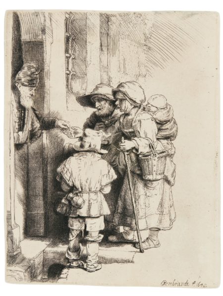 A Blind Hurdy-Gurdy Player And Family Receiving Alms (B. Holl. 176; New Holl. 243; H. 233)-1648 A Blind Hurdy-Gurdy Player And Family Receiving Alms (B. Holl. 176; New Holl. 243; H. 233)-1648