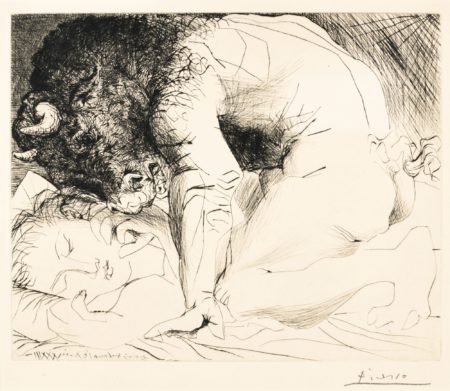 Minotaure Caressant Une Dormeuse (B. 201; Ba. 369)-1933 Minotaure Caressant Une Dormeuse (B. 201; Ba. 369)-1933