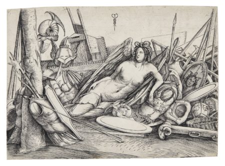 Victory Reclining Amid Trophies (Bartsch 23; Hind 22)-1498 Victory Reclining Amid Trophies (Bartsch 23; Hind 22)-1498