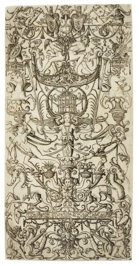 Ornament Panel With Bound Slaves And A Birdcage (B. Vol. Xxv 56; B. Vol. Xxv Commentary 92; H. Vol. V. 105)- Ornament Panel With Bound Slaves And A Birdcage (B. Vol. Xxv 56; B. Vol. Xxv Commentary 92; H. Vol. V. 105)-