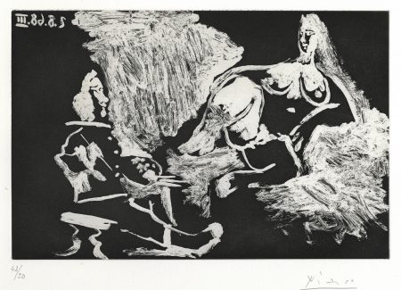 Peintre avec un Modèle à demi Allongé, pl. 234, from La Séries 347 (B. 1714; Ba. 1731)-1968 Peintre avec un Modèle à demi Allongé, pl. 234, from La Séries 347 (B. 1714; Ba. 1731)-1968