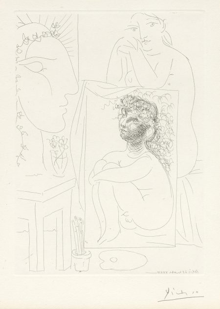 Modèle accoudé sur un Tableau, pl. 43, from La Suite Vollard (B. 151; Ba. 303)-1933 Modèle accoudé sur un Tableau, pl. 43, from La Suite Vollard (B. 151; Ba. 303)-1933