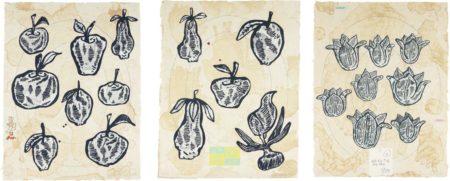 Flowers and Fruits: three plates-1990 Flowers and Fruits: three plates-1990