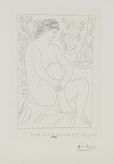Femme nue assise devant un rideau (Nude Woman Sitting in Front of a Curtain), plate 4 from La suite Vollard-1939 Femme nue assise devant un rideau (Nude Woman Sitting in Front of a Curtain), plate 4 from La suite Vollard-1939