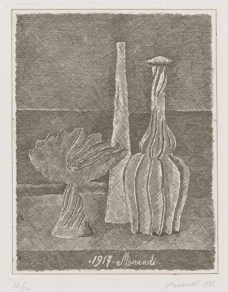 Natura Morta Con Compostiera Bottiglia Lunga E Bottiglia Scannellata (V. 50)-1928 Natura Morta Con Compostiera Bottiglia Lunga E Bottiglia Scannellata (V. 50)-1928