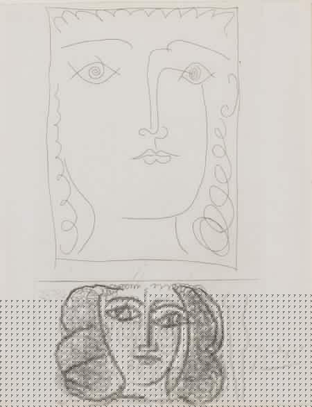 Deux Tetes De Femme De Face (B. 373; Ba. 701)-1945 Deux Tetes De Femme De Face (B. 373; Ba. 701)-1945