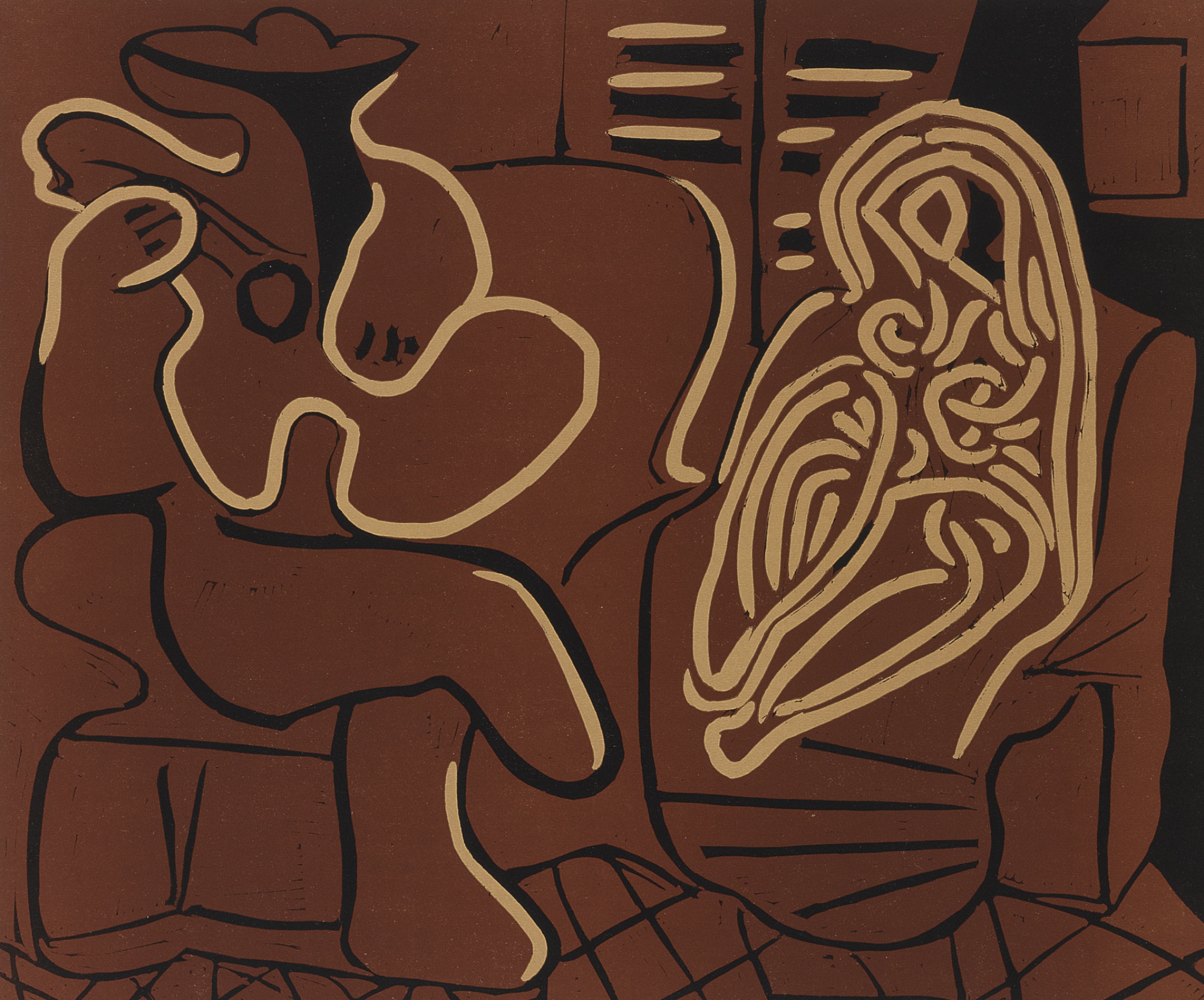 L'Aubade Avec Femme Dans Un Fauteuil (Femme Dans Un Fauteuil Et Guitariste) (B. 917; Ba. 1232)-1959 L'Aubade Avec Femme Dans Un Fauteuil (Femme Dans Un Fauteuil Et Guitariste) (B. 917; Ba. 1232)-1959