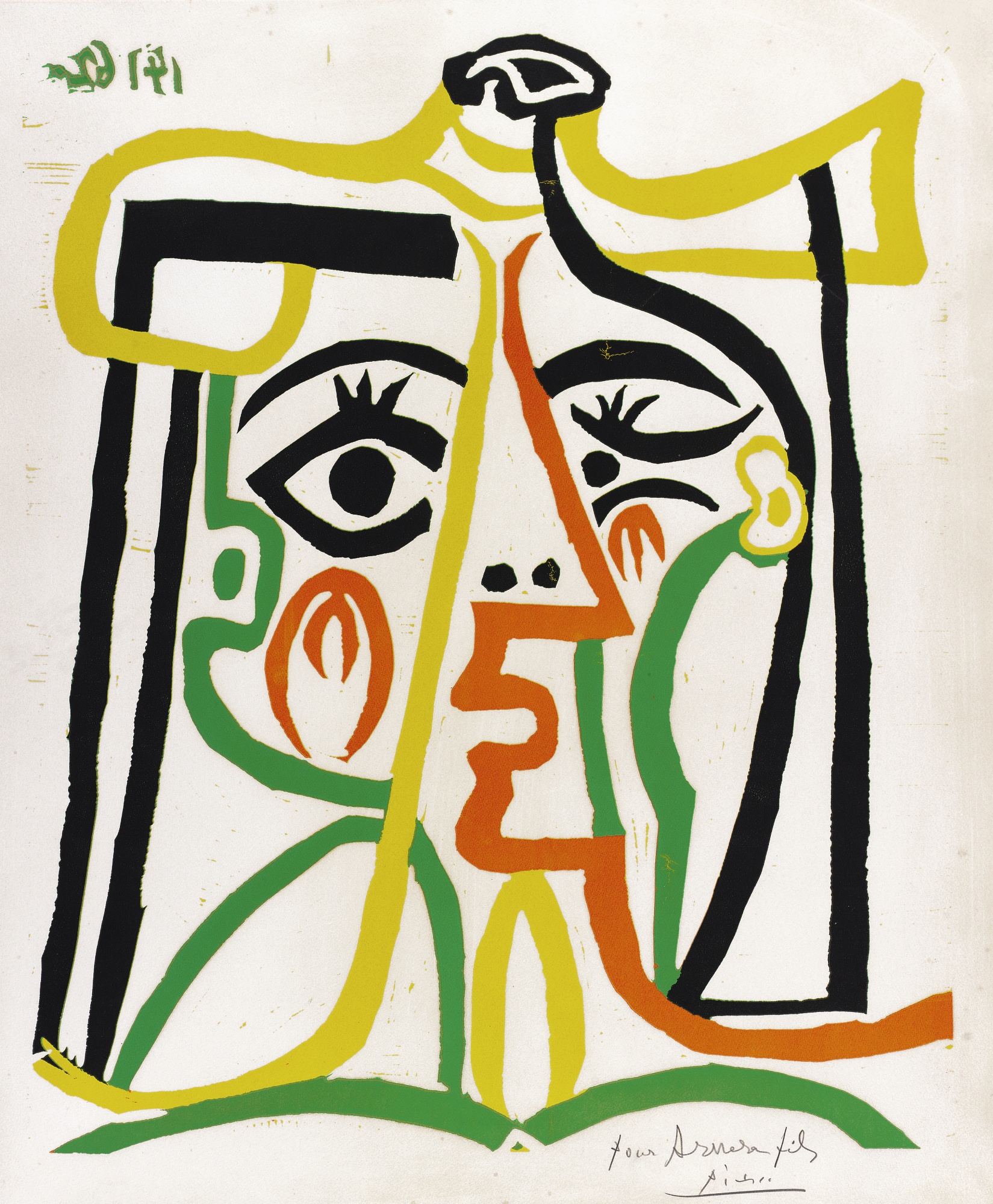 Jacqueline Au Chapeau De Paille (Tete De Femme) (B. 1067; Ba. 1279)-1962 Jacqueline Au Chapeau De Paille (Tete De Femme) (B. 1067; Ba. 1279)-1962