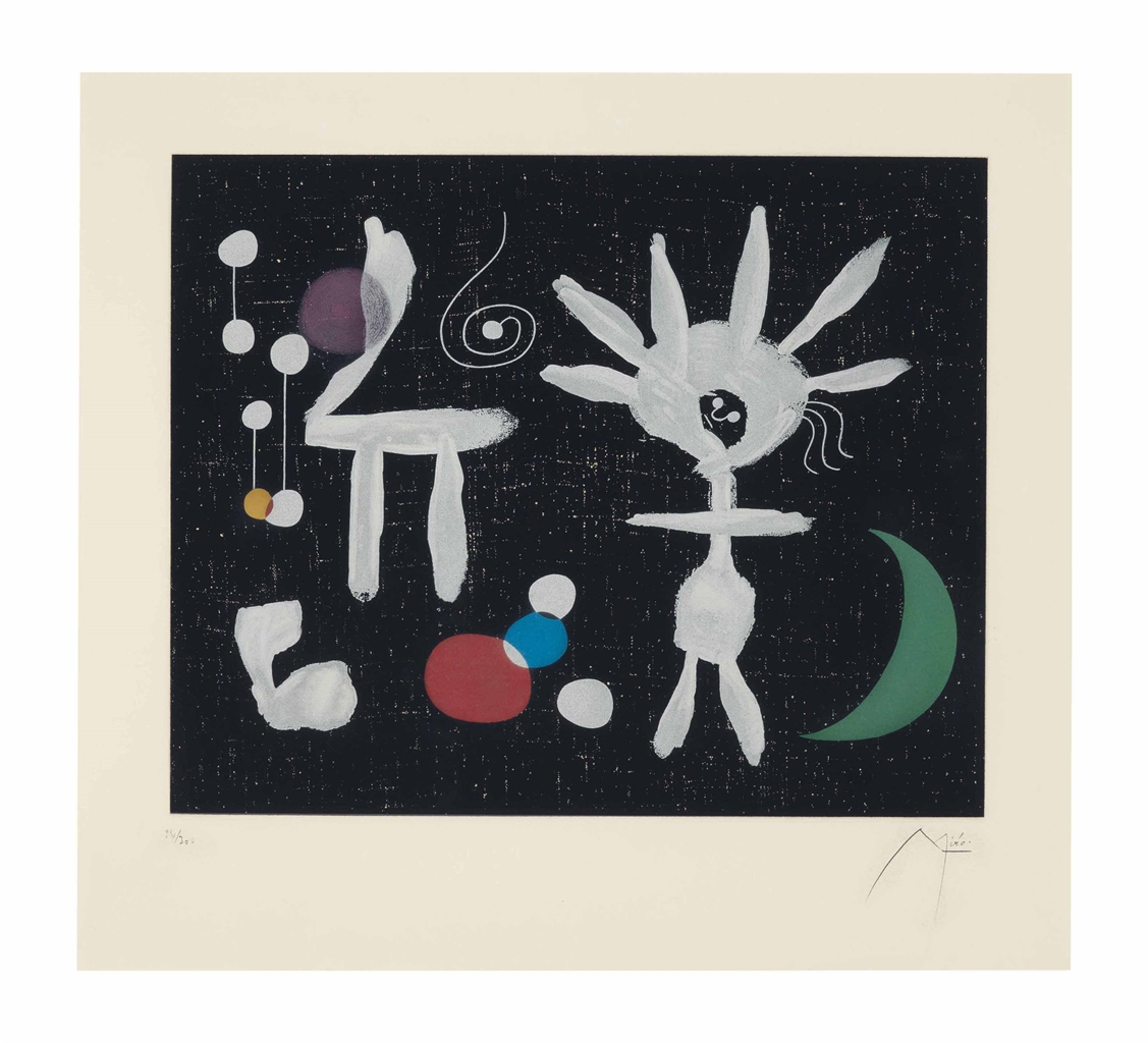 After Joan Miro - Rose Matinale au clair de la Lune-1958 After Joan Miro - Rose Matinale au clair de la Lune-1958
