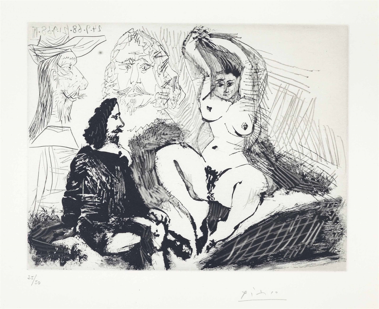 Homme assis aupres d'une Femme se coiffant, from La Serie 347-1968 Homme assis aupres d'une Femme se coiffant, from La Serie 347-1968