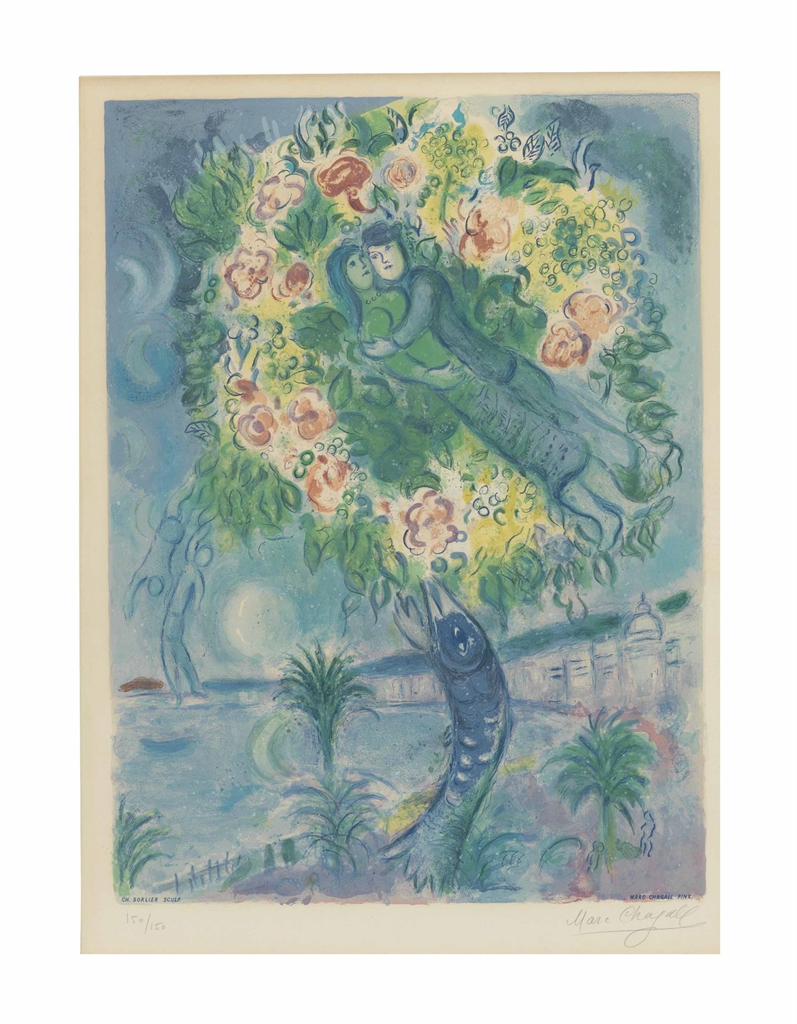 After Marc Chagall - Couple et Poisson, from Nice and the Cote D'Azur-1967 After Marc Chagall - Couple et Poisson, from Nice and the Cote D'Azur-1967
