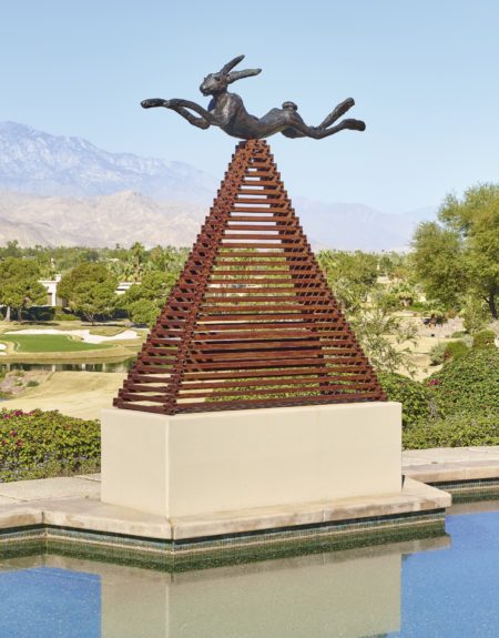 Six Foot Leaping Hare On Steel Pyramid -1990 Six Foot Leaping Hare On Steel Pyramid -1990