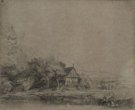 Landscape with a cow drinking (Bartsch 237, New Hollstein 251)-1650 Landscape with a cow drinking (Bartsch 237, New Hollstein 251)-1650