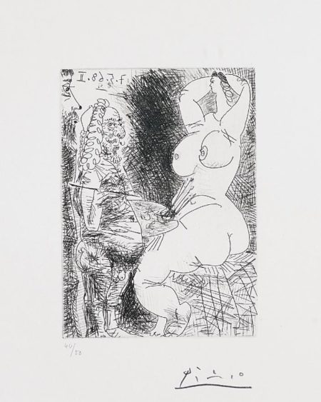 Vieux Peintre, Modele et Spectateur (Old Painter, Model and Spectator), pl. 68 from Series 347-1968 Vieux Peintre, Modele et Spectateur (Old Painter, Model and Spectator), pl. 68 from Series 347-1968