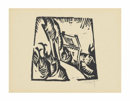 Haus mit Pappeln (Landschaft)-1913 Haus mit Pappeln (Landschaft)-1913