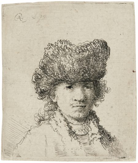 Self-Portrait In A Fur Cap: Bust (B., Holl. 24; New Holl. 72; H. 29)-1630 Self-Portrait In A Fur Cap: Bust (B., Holl. 24; New Holl. 72; H. 29)-1630