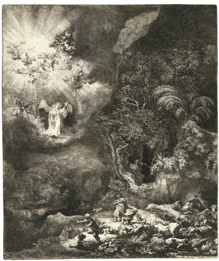 The Angel Appearing To The Shepherds (B., Holl. 44; New Holl. 125; H. 120)-1634 The Angel Appearing To The Shepherds (B., Holl. 44; New Holl. 125; H. 120)-1634