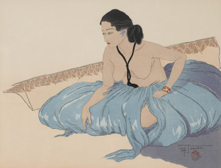 Paul Jacoulet - Sur le Sable. Rhull, Yap; Le Sculpteur de Tokobuei (M. 44; 136)-1954 Paul Jacoulet - Sur le Sable. Rhull, Yap; Le Sculpteur de Tokobuei (M. 44; 136)-1954