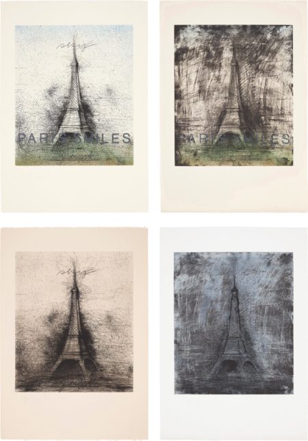 Paris Smiles; Paris Smiles In Darkness; Retroussage Eiffel Tower; And Drypoint Eiffel Tower-1976 Paris Smiles; Paris Smiles In Darkness; Retroussage Eiffel Tower; And Drypoint Eiffel Tower-1976