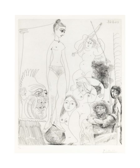 Autoportrait Transpose Et Debouble Revant Au Cirque, Avec Jacqueline En Acrobate A La Boule, From La Serie 347-1968 Autoportrait Transpose Et Debouble Revant Au Cirque, Avec Jacqueline En Acrobate A La Boule, From La Serie 347-1968