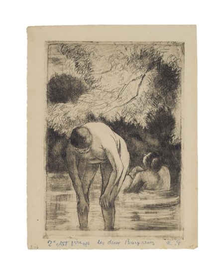 Camille Pissaro - Les Deux Baigneuses-1895 Camille Pissaro - Les Deux Baigneuses-1895