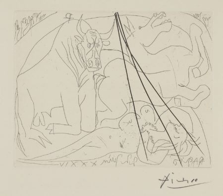 Taureau Mourant Agenouille Devant Une Femme Nue Morte (B. 221; Ba. 427)-1934 Taureau Mourant Agenouille Devant Une Femme Nue Morte (B. 221; Ba. 427)-1934