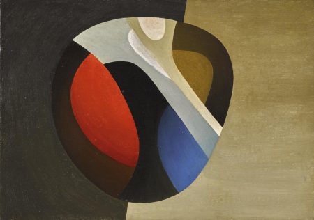 Alastair Morton - Rounded Form In Colours On Two Shades Of Green- Alastair Morton - Rounded Form In Colours On Two Shades Of Green-