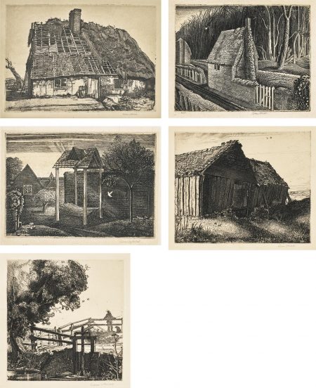 Number Forty-Nine (Walker 21); Cottage In Dorset; May Green; The Sluice Gate (Walker 14) And Warning Camp (Walker 13)-1929 Number Forty-Nine (Walker 21); Cottage In Dorset; May Green; The Sluice Gate (Walker 14) And Warning Camp (Walker 13)-1929
