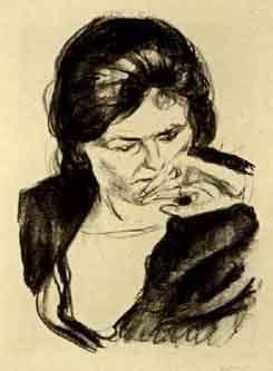 Frauenkopf mit der Hand am Mund-1920 Frauenkopf mit der Hand am Mund-1920